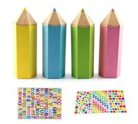 SKIKHN Lot de 12 petits sacs d'école pour garçon et fille, boîte cadeau en forme de crayon avec lettres autocollantes, mini sacs d'école à remplir, emballage cadeau pour la rentrée des classes