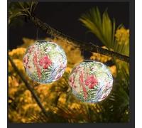 SKIKHN Lot de 2 lampions solaires d'extérieur - 25 cm - Résistants aux intempéries - Lampions LED solaires - Résistants aux intempéries - Pour mariage, extérieur, jardin, cour (B)