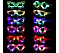 SKIKHN Lunettes Lumineuses,12 Pièces Lunettes LED,Lunettes de Fête,Neon Lumière Montures de Lunettes,pour Fête de Noël, Fête Décorations, Soirée Disco, Soirée de Folie, Rave,Cadeaux de Fête
