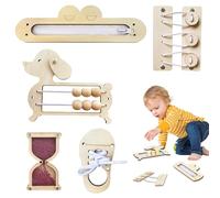 SKIKHN Montessori Busy Board en Bois, Sensoriel Éducatif Conseil Occupé DIY,Planche Occupée Montessori,Compétences de Vie Jouets éducatifs et Tableau Sensoriel Éducatif Jeunes Enfants à Partir
