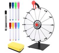 SKIKHN Roue de La Fortune,30cm Roue de la Chance avec 14 Emplacements,Roues de Loterie avec Gomme et marqueur,Roues de Prix Tournante pour Jeux de Loterie,Jeux de Mots Carnaval,Fête Noir et Blanc