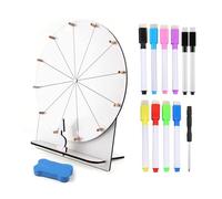SKIKHN Roue de Prix en Bois, 29cm Roue de La Fortune, Roue de la Chance avec Gomme et Marqueur,Roue de Jeu de Mariage,Roue de la Fortune à Tourner pour Jeux de Loterie, Jeux de Mots, Carnaval, Fête