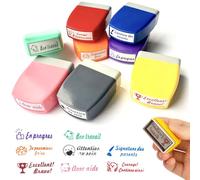 SKIKHN Tampon Enseignant Français, 8 PCS Tampons Enseignants Français, Tampon Maitresse d'École, Tampon Encreur Enseignant, Tampon Ecole pour Enseignant pour Encourager Motiver Élèves