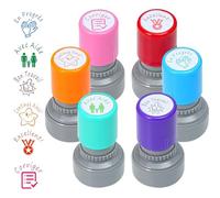 SKIKHN Tampons Enseignants Français, 6PCS Tampon Maîtresse d'École, Encreur pour Encourager et Motiver les Élèves