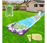 SKIKHN Toboggan Aquatique, 480 x 70 cm Ventre Glisse avec Boogie, Ventriglisse Enfant avec Pièces de Rechange, pour Jeux d'eau en Extérieur, Fête D'été, Jardin Pelouse (Bleu)