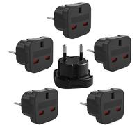 SKIKHN UK vers EU Adaptateur de Voyage, 6 Pièces Adaptateur Voyage Prise Anglaise vers France, Adaptateur Prise Anglaise vers France, pour l’Europe, France, Espagne, Allemagne, Les Pays-Bas