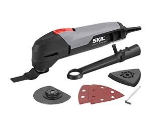 Skil 1470AA Outil Multifonction Oscillant (200W, Raccord pour Aspirateur, Plateau de Ponçage, 4 feuilles abrasives et Lame)