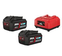 SKIL BC1E3112BA Batterie avec chargeur 3112 BA (2 batteries à outils 4,0 Ah, 18 V, avec indicateur de niveau de charge LED, chargeur de batterie, temps de charge 1,67 heures)