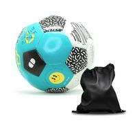 Skill Addicts Ballon de freestyle + sac, en cuir texturé, taille 5, pour tours de freestyle, entraînement de football de rue et d'intérieur pour enfants et adultes, blanc sarcelle
