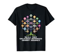 Skill Tree Unlocked Granny Squares - Pixel Yarn Nerd T-Shirt