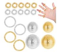 Skills Borderline Lot de 4 balles hérisson de 32 mm et 47 mm de diamètre, plus 10 anneaux d'acupression et 4 bracelets de pression sans fil, les balles de massage peuvent être utilisées pour masser le