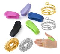 Skills Lot de 9 anneaux de massage d'acupression pour les mains, contre le stress et les troubles anxieux, massage portable pour bureau et voyage, couleurs vives, 4,5 cm x 1,3 cm