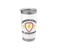 Skills Teamwork Quote Communication Is My Superpower Gobelet isotherme en acier inoxydable double paroi