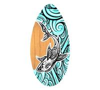 Skimboard Planche de Glisse Planche de Sable Petite Planche de Surf Jouet de Plage en Bois Robuste et Léger Adapté pour Les Enfants Les Adolescents et, Requin des Vagues