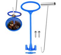 Skimmer pour panier de piscine - Poignée pour panier de skimmer - Poignée pour panier de skimmer - Avec crochet - Crochet en métal - Outil de nettoyage de piscine sûr