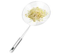 Skimmer Spoon - Casqueur de passage en fil, LAGE LA LAGE À POIGNE LONGE | Outil d'escroissance de cuisson en acier inoxydable, Nouilles de pâtes Filtrage d'huile de friture, gadgets d'ustensiles de