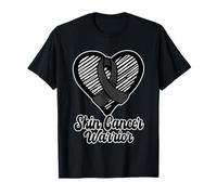 Skin Cancer Warrior Melanoma Fighter Cœur ruban noir T-Shirt