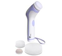 Skin Cleansing System Facial Brush & Body Care Kit For Women & Men. Includes 4 Different Heads - Large Body Brush, Soft Face Brush, Regular Face Brush And Pumice Stone. Water-Resistant. Purple