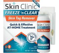 Skin Clinic FREEZE 'n CLEAR SkinTAG Remover Kit de cryothérapie à domicile (1 seul traitement) 8 applicateurs + pince à épiler