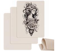Skin de tatouage, 3pcs 19, 5x15 cm épaissis silicone double côté tatouage pratiques, peaux vierges pour les débutants et les artistes expérimentés (style 1)