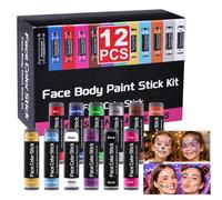 Skin Drawing Makeup Sticks - 12 Piece Body Paint Set, Colorful Cosmetic