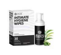 Skin Elements Intimate Hygiene Combo| Nettoyant intime pour homme 120 ml + lingettes intimes 30 sachets individuels aux extraits d'arbre à thé et de margousier - Nettoyant moussant au pH équilibré