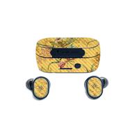 Skin MightySkins en fibre de carbone pour écouteurs sans fil Skullcandy Sesh True Wireless - Extrémité en marbre jaune | Finition protectrice et
