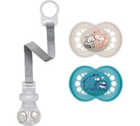 Skin Soft Lot De 2 Tétines En Silicone Avec Boîte De Transport Stérilisée Et Attache-Tétine 6-16 Mois