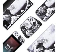 Skin Wave SwitchCool Vinyl StickerJapanese Painting Cute Ocean WaterCompatible with Nintendo Switch (Switch Standard,Grey)