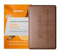 SKINBRO Dubai Secret Gel douche solide pour homme - Savon de douche pour homme - Fève tonka, vanille - Fabriqué en Allemagne - Shampoing pour homme - Vegan et durable - Sans silicone - Savon solide