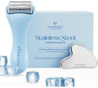 Skincare Ice Roller Et Gua Sha Set En Acier Inoxydable-Outil De Massage Soins Peau Avec Cryothérapie-Rouleau Visage Et Guasha En Métal Hommes Et Femmes-Massager Visage,Yeux Et Corps