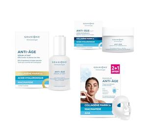 Skincare Night Routine - GRANIONS - SERUM 30mL + CREME DE NUIT 50 mL + MASQUE 2+1 OFFERT - Collagene et Acide Hyaluronique - Anti Age - Skincare Anti Ride -Acide Hyaluronique - Collagene marin