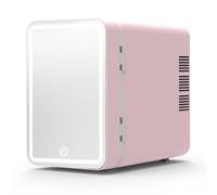 Skincare - Réfrigérateur de beauté avec miroir LED à intensité variable, mini réfrigérateur de maquillage de 4 L pour chambre à coucher, cosmétiques, soins de la peau, refroidisseur et réchauffeur,