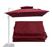 SKINCATE Auvent De Remplacement pour Parasol Carré 3Mx3M, Toile De Rechange pour Parasol Déporté, Tissu De Rechange UV30+ pour Parasol De Jardin/Parasol D'extérieur/Parasol De Table (Color : Burgundy