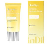SkinDilys Crème solaire de marque australienne SPF50 P 50 g / avec dioxyde de titane et vitamine E pour protéger contre les rayons UVA/UVB, anti-rides, non gras, hydratant, apaise la peau