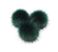 Skingwa Lot de 3 pompons pour chapeaux de bricolage avec bouton pression Vert noir