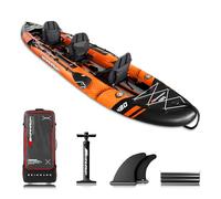 SKINHAWK Exclusiv Orange Kayak Set 480 - Bateau pneumatique - Canoë - 480 x 96 cm - Kayak pour 3 personnes