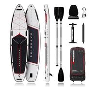 SKINHAWK SOVA12 Kit de planche de stand up paddle gonflable de qualité supérieure de 366 cm, jusqu'à 180 kg, pagaie en fibre de verre, pagaie double en kayak, pompe à double course, sac à dos à