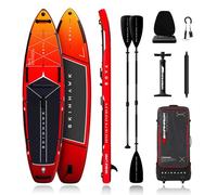 SKINHAWK SOVA12 Kit de planche de stand up paddle gonflable de qualité supérieure de 366 cm, jusqu'à 180 kg, pagaie en fibre de verre, pagaie double en kayak, pompe à double course, sac à dos à