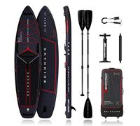 SKINHAWK SOVA12 Kit de planche de stand up paddle gonflable de qualité supérieure de 366 cm, jusqu'à 180 kg, pagaie en fibre de verre, pagaie double en kayak, pompe à double course, sac à dos à