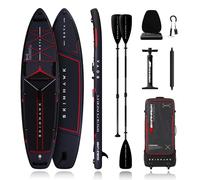 SKINHAWK SOVA12 Kit de planche de stand up paddle gonflable de qualité supérieure de 366 cm, jusqu'à 180 kg, pagaie en fibre de verre, pagaie double en kayak, pompe à double course, sac à dos à