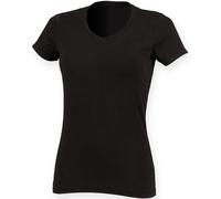 Skinnifit T-Shirt Col V Femme Noir Blanc Manches Courtes Extensible Jersey