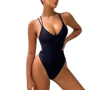 Skinny Sans Manches Tops Plage Printemps Été Natation Léger Slim Fit Femmes Taille Élastique Bikinis Deux Pièces Femmes Maillots de Bain Taille Haute Bikini Taille Haute Haut Fermé Sportif, Noir , S