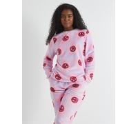 Skinnydip Skinnydip Red Happy Flower Lilac Twosie Fleece Pyjamas Set