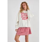 Skinnydip Skinnydip White Busy Being That Girl Sweatshirt