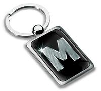 Skino Biomar Labs® Porte-clé Lettres A-Z Initiales Personnalisable de L'alphabet Alphabet Accessoires Homme Femme Cadeau Argent Lettre M KK 91