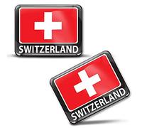 SkinoEu® 2 x 3D Autocollants Drapeau La Suisse F 180