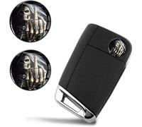 SkinoEu® 2 x 3D Flexibles Ø14mm Autocollant Stickers Tête de Mort Crâne Punisher Punisseur Majeur Médius Porte-clés Cache-clé Télécommande Système de Verrouillage Centralisé à Distance KSK 27