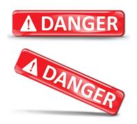 SkinoEu 2 x 3D Flexibles Autocollant Stickers Danger pour Voiture Moto Fenêtre Porte Casque Scooter Vélo PC Ordinateur Portable Tablette Tuning KS 103