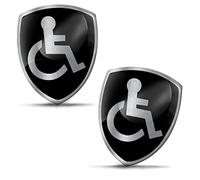 SkinoEu 2 x 3D Gel Autocollants Silicone Accès Fauteuil Roulant Handicapé Personne Mobilité Réduite Plaque Argentée Voiture Moto Vélo Ordinateur Tablette KS 94